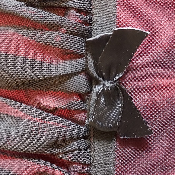 Tunnel Vision Red & Black Goth Coquette Punk Grunge Mesh Layered Cami Top M - Picture 4 of 8